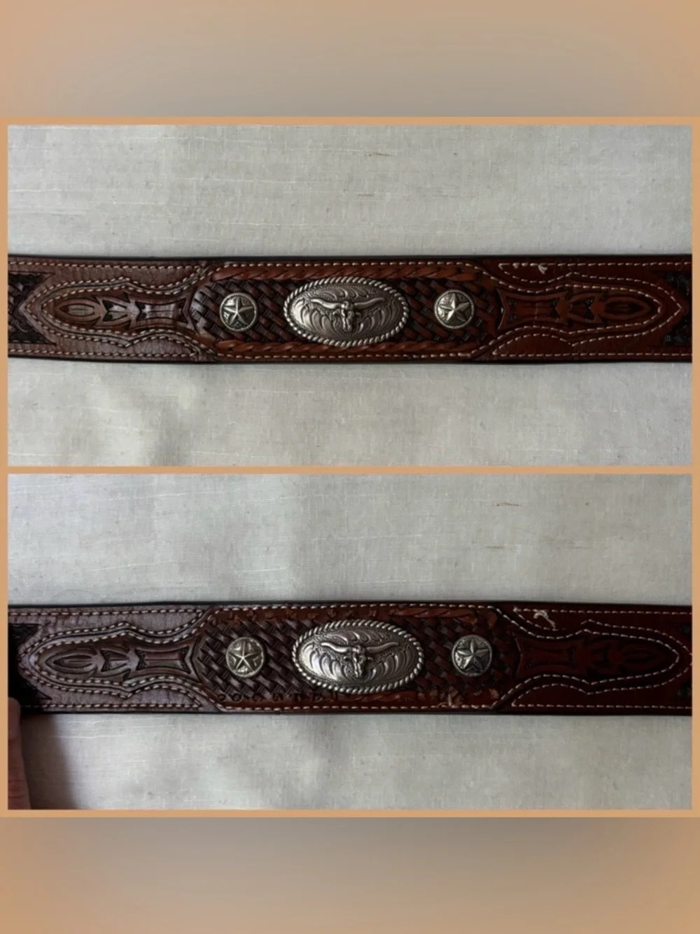Western Hand Tooled Leather Belt